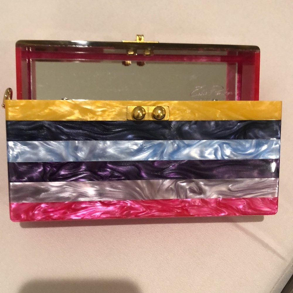 Authentic NWT, Edie Parker rainbow hard clutch w/strap - Picture 3 of 8